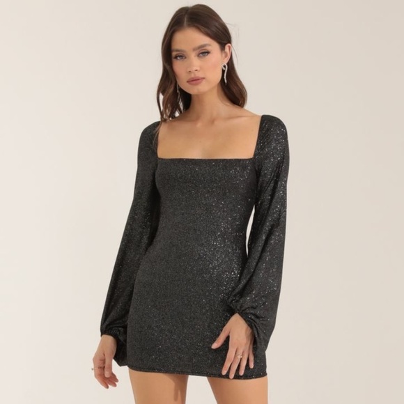 Lucy in the Sky Long Sleeve Sparkle Cocktail Dress size M - Picture 3 of 12